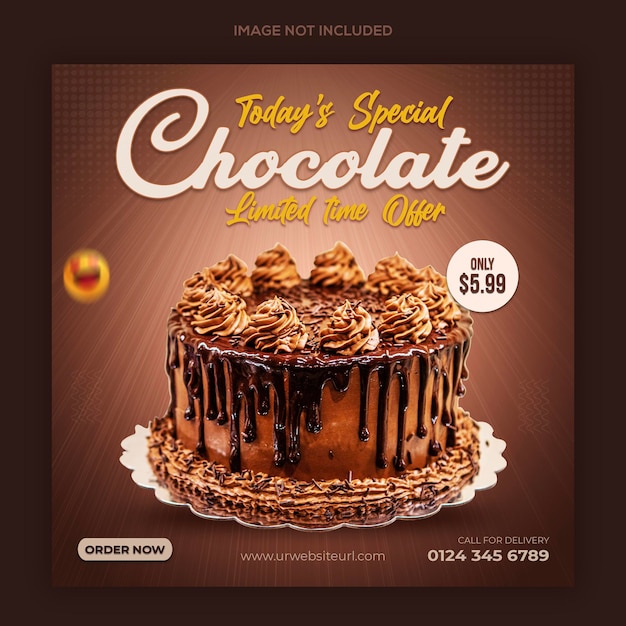 Special chocolate cake social media banner post template