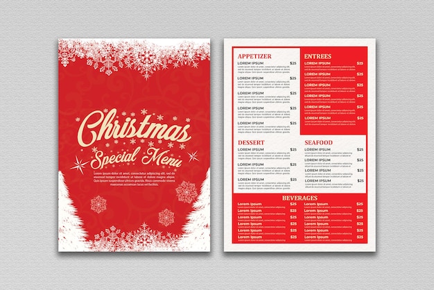 Special Christmas Restaurant Food Menu Template