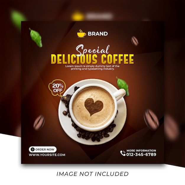 Special Coffee shop drink menu social media instagram post banner design template Premium Psd