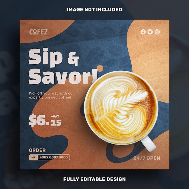 PSD special coffee shop menu promotion social media instagram post design template