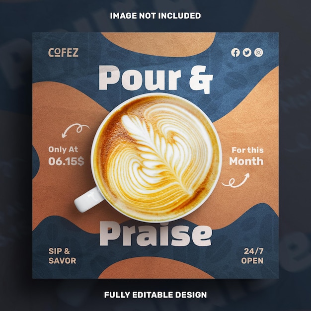 PSD special coffee shop menu promotion social media instagram post design template