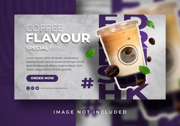 PSD special coffee shop new menu special sweet fresh drink for promotion website banner template