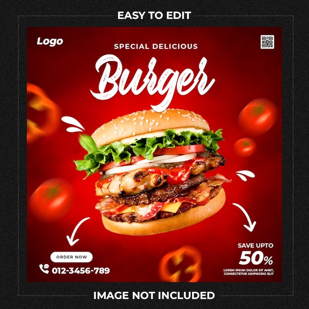 Special Delicious Burger post social media template