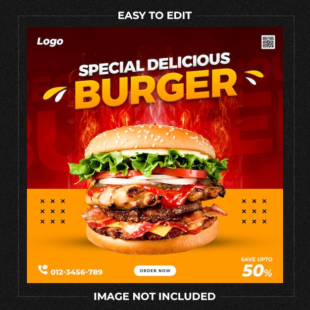 Special Delicious Burger post social media template