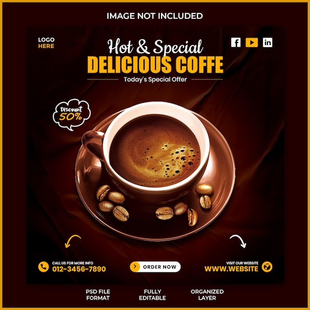 Special delicious coffe promotion social media instagram post banner template design