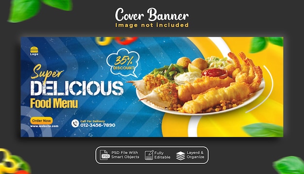 Special delicious food advertising social media cover banner template  design