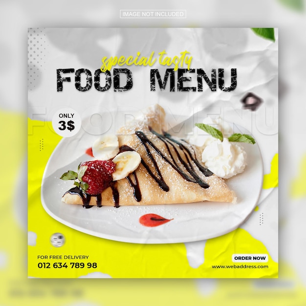 Special delicious food menu social media instagram post design template