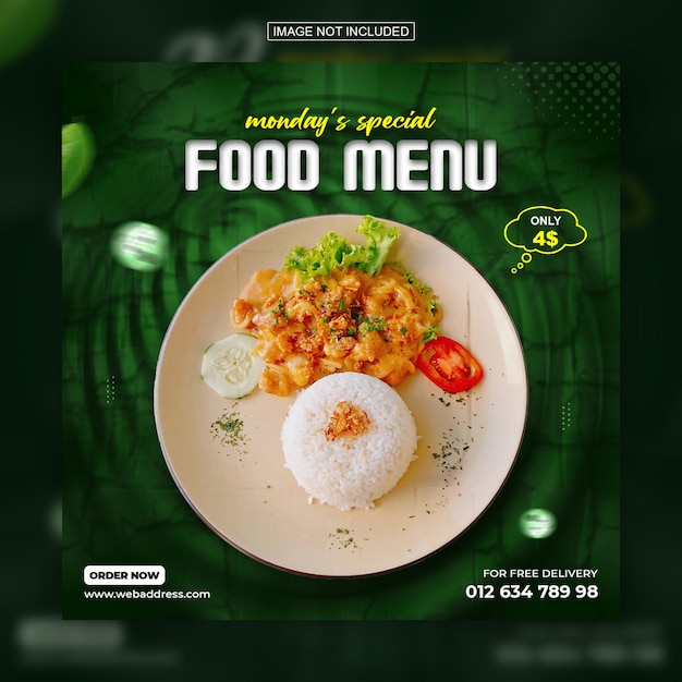 Special delicious food menu social media instagram post design template