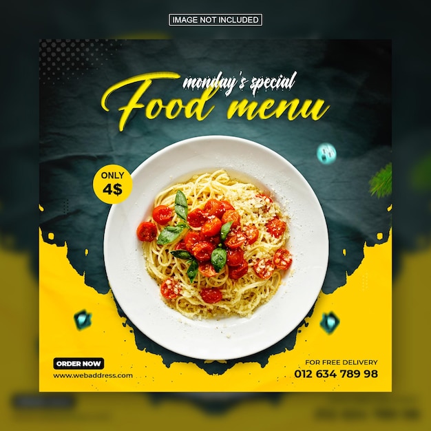 Special delicious food menu social media instagram post design template