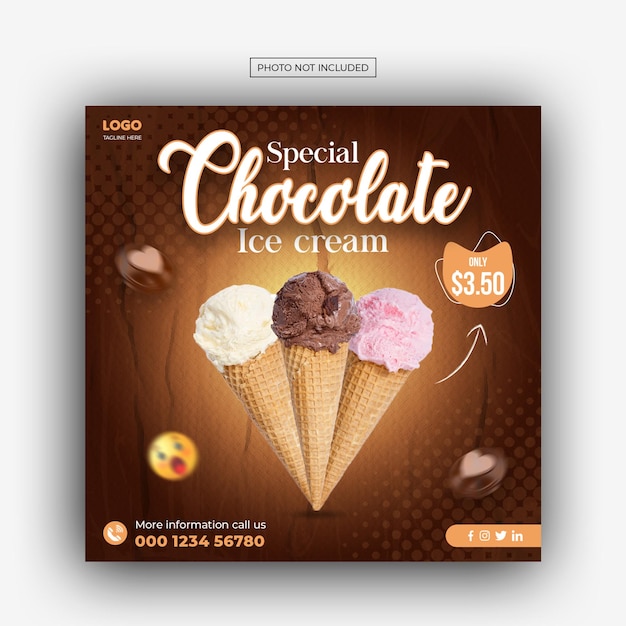 Special delicious ice cream social media banner post design template