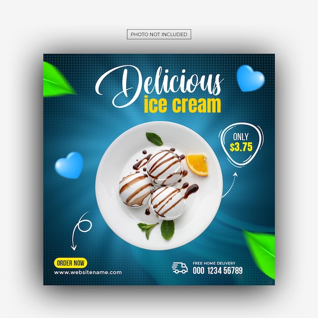 Special delicious ice cream social media banner post design template