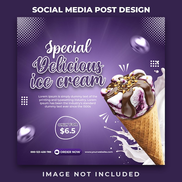 Special delicious ice cream social media banner post design template