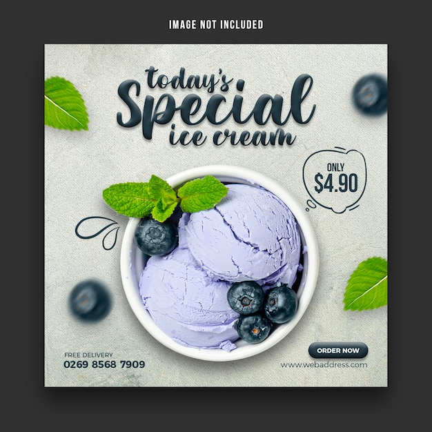 Special delicious ice cream social media banner post design template