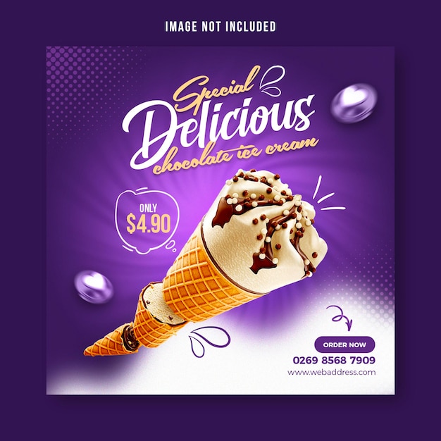 Special delicious ice cream social media banner post design template