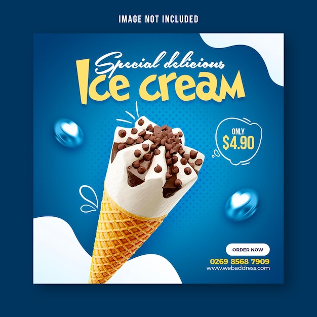 Special delicious ice cream social media banner post design template