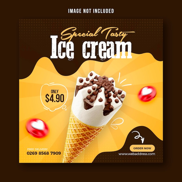 Special delicious ice cream social media banner post design template