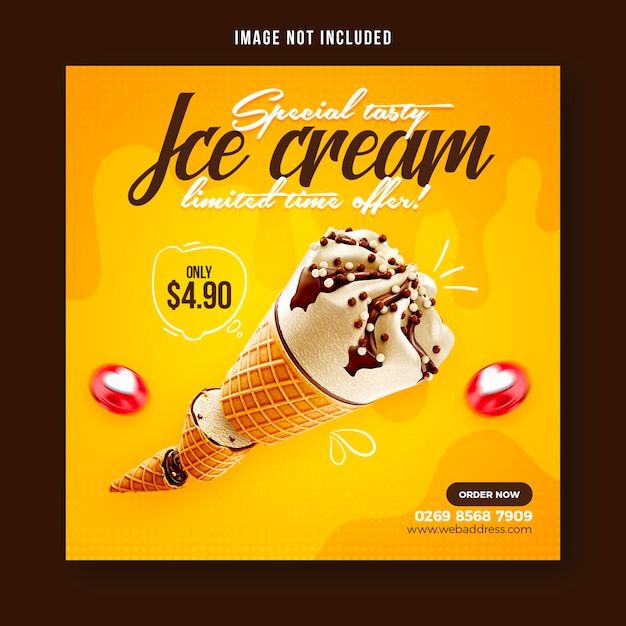 Special delicious ice cream social media banner post design template