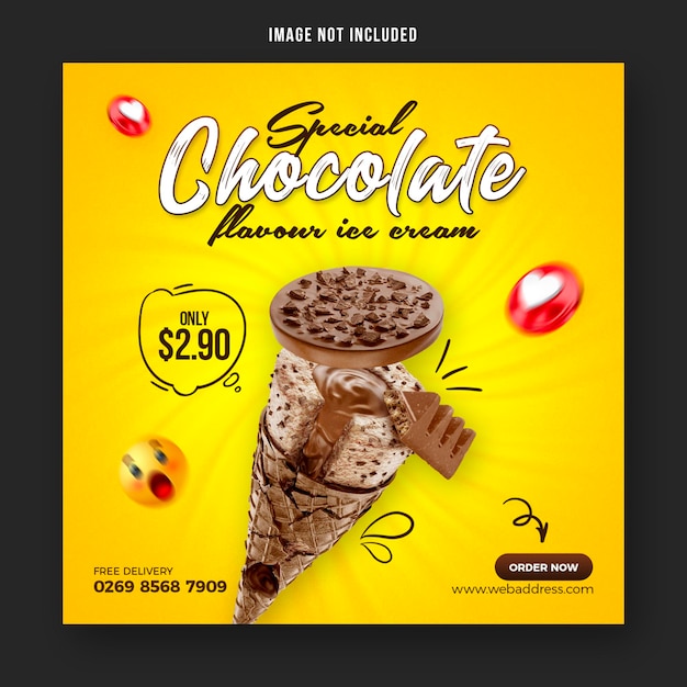 Special delicious ice cream social media banner post design template