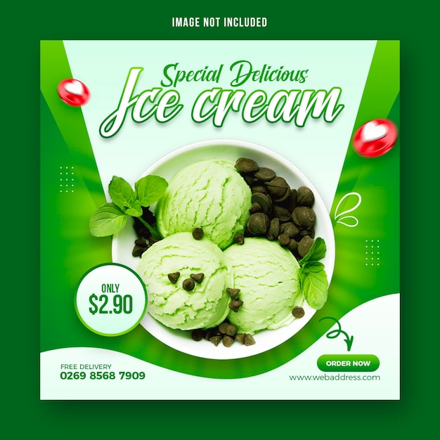 Special delicious ice cream social media banner post design template