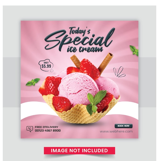 Special delicious ice cream social media banner post template