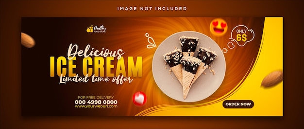 PSD special delicious ice cream social media facebook cover template premium psd