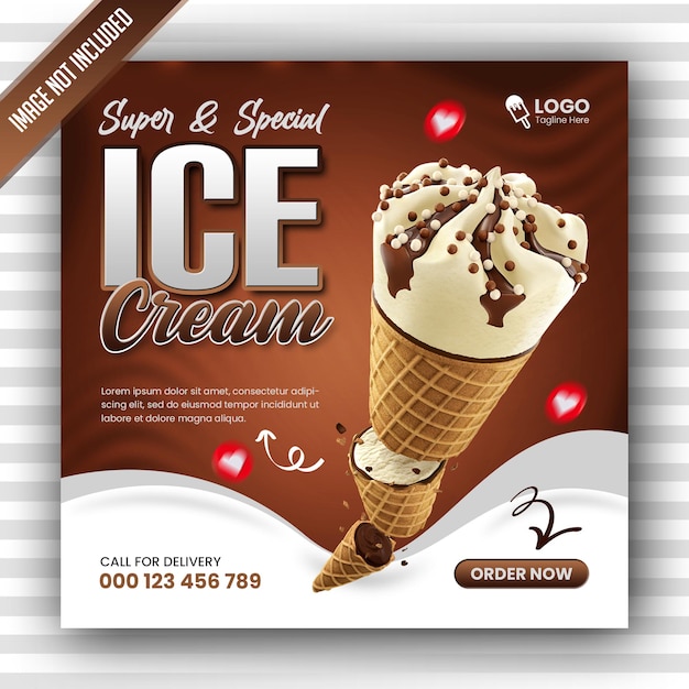 Special delicious ice cream social media instagram post banner design template