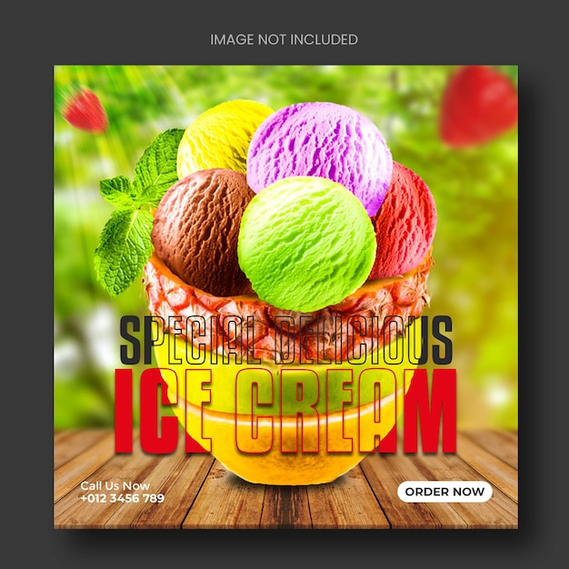 Special Delicious ice cream social media Instagram post banner design template