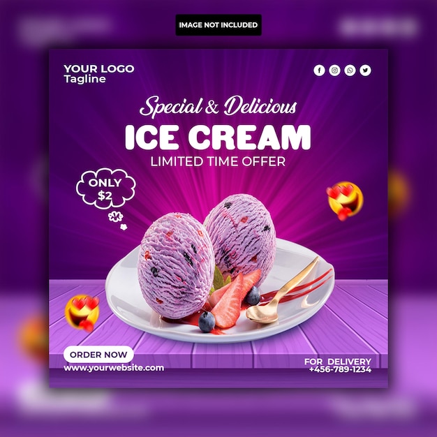 Special delicious ice cream social media Instagram post banner design