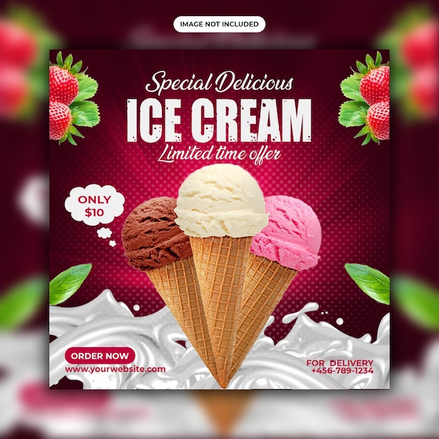 Special delicious ice cream social media Instagram post banner design