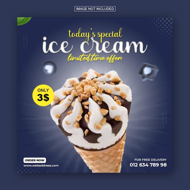 Special delicious ice cream social media instagram post design template