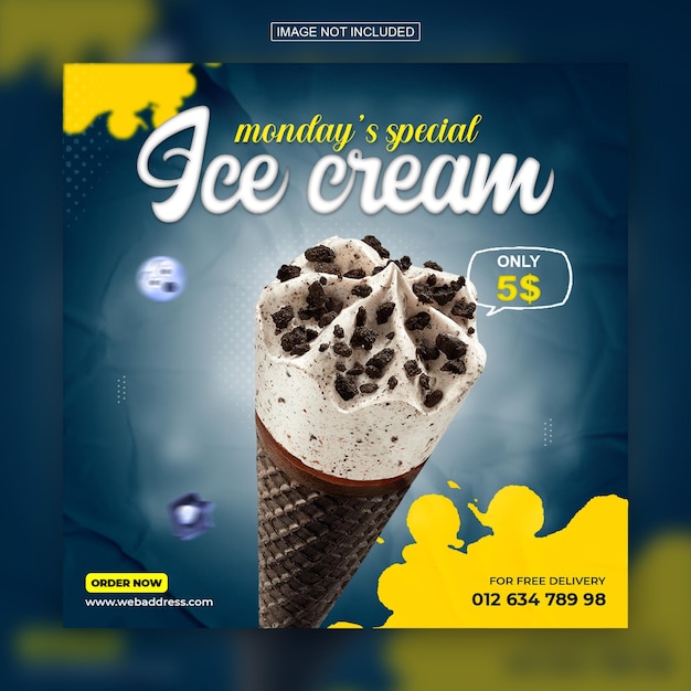 Special delicious ice cream social media instagram post design template