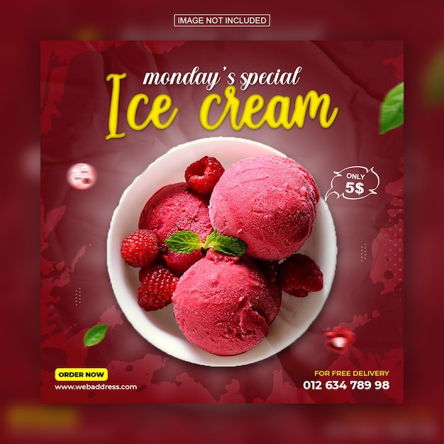 Special delicious ice cream social media instagram post design template