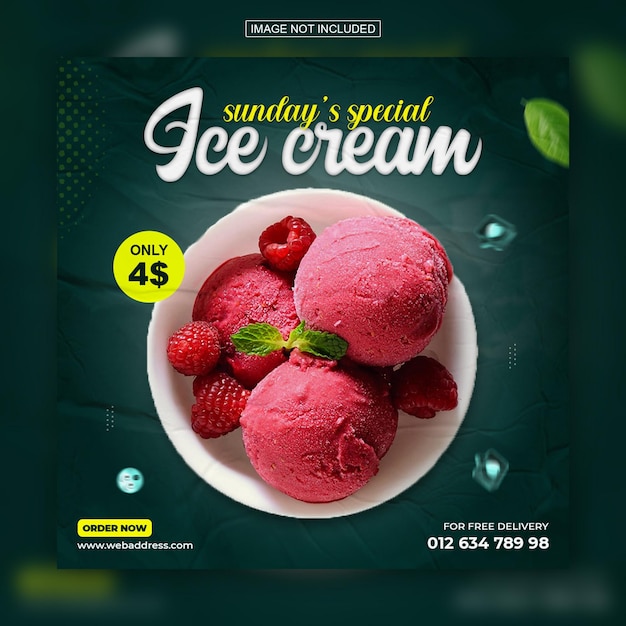 Special delicious ice cream social media instagram post design template