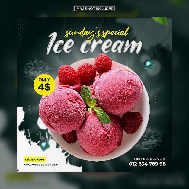 Special delicious ice cream social media instagram post design template