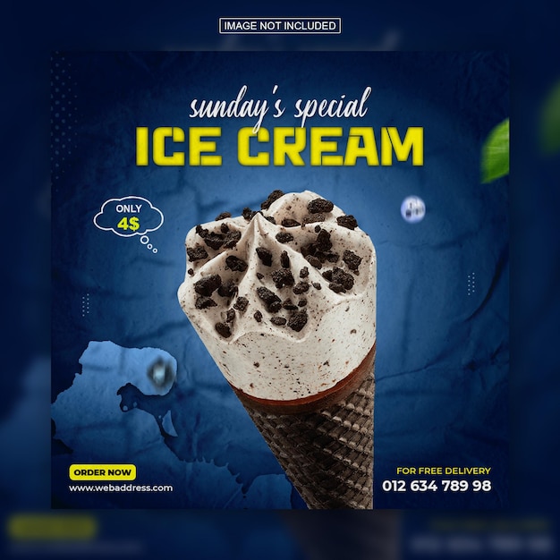 Special delicious ice cream social media instagram post design template