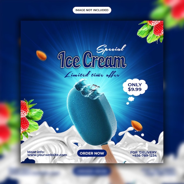 Special delicious ice cream social media post banner design template and Instagram post banner