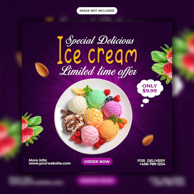 Special delicious ice cream social media post banner design template and Instagram post banner