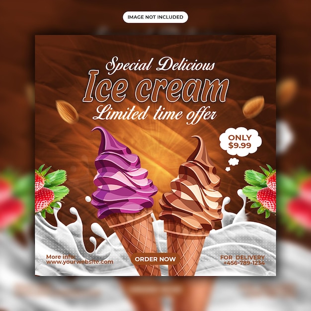 Special delicious ice cream social media post banner design template and Instagram post banner