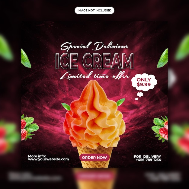 Special delicious ice cream social media post banner design template and Instagram post banner