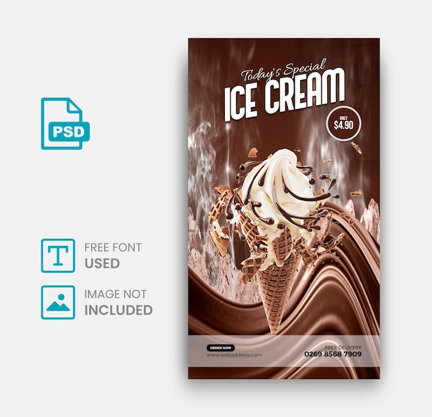 Special delicious ice cream social media post banner template