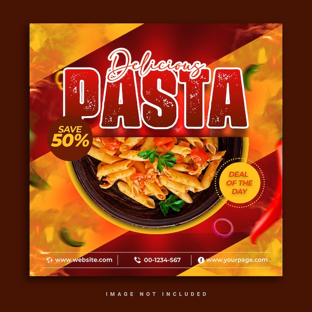 Special delicious Pasta food meal social media banner Instagram post template PSD