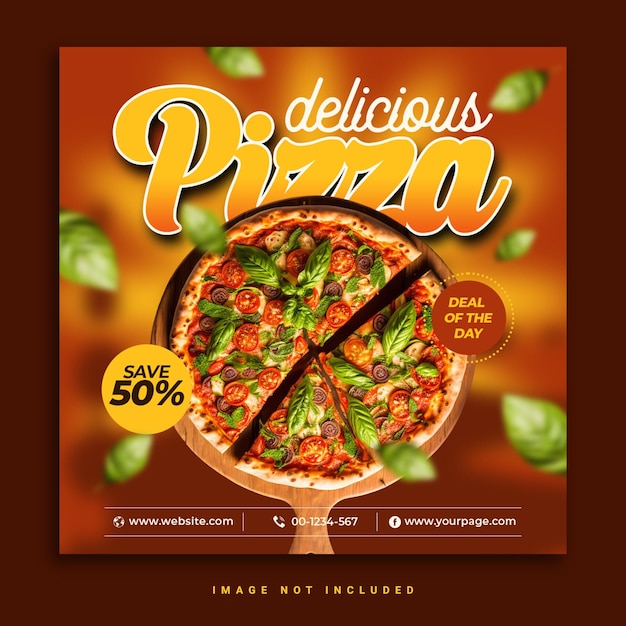 Special delicious Pizza food meal social media banner Instagram post template PSD