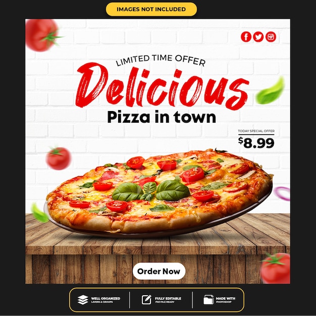 Special Delicious Pizza Social Media Banner Post Template