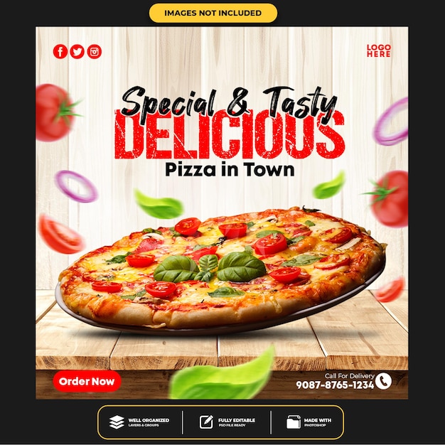 Special Delicious Pizza Social Media Banner Post Template