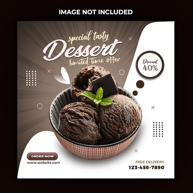 Special delicious vanilla chocolate cake social media post banner design