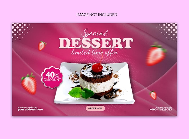 PSD special dessert social media web banner design.