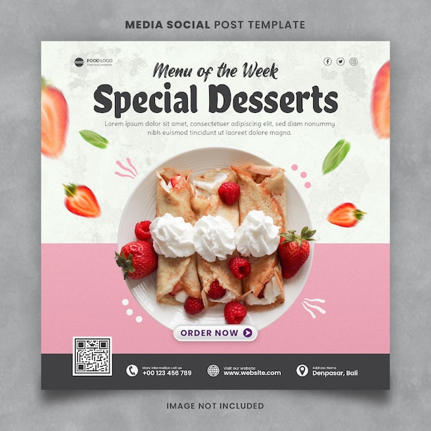 Special Desserts Pink Media Social Post Template