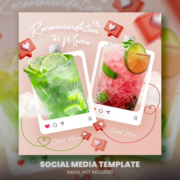 Special drink menu promotion social media instagram post banner template