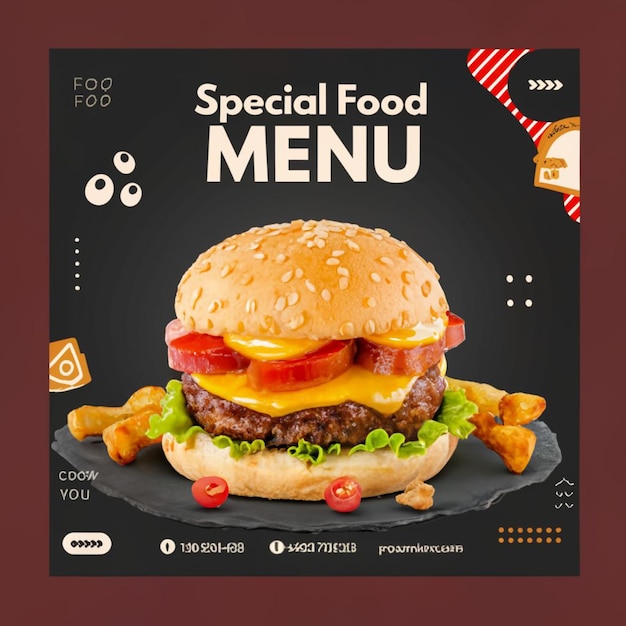 Special food menu restaurant fastfood burger social media instagram post template