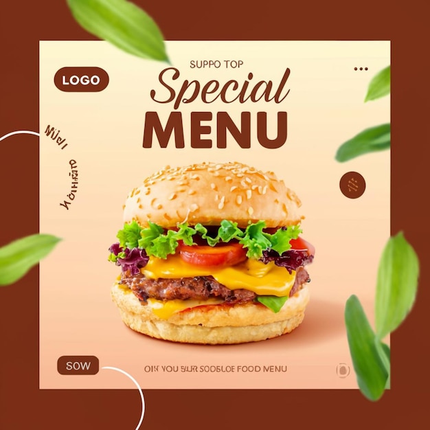 Special food menu restaurant fastfood burger social media instagram post template